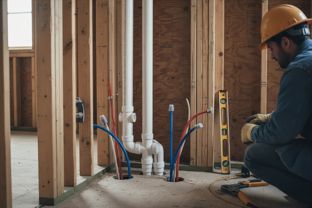 Drain and supply rough-in during Sump Pump Repair in Faith
